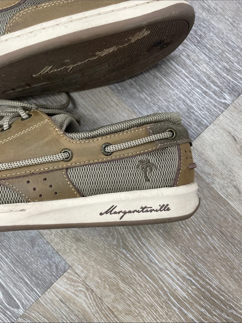 Margaritaville Men’s Leather/Textile Upper Loafers Deck Shoe Sz 12